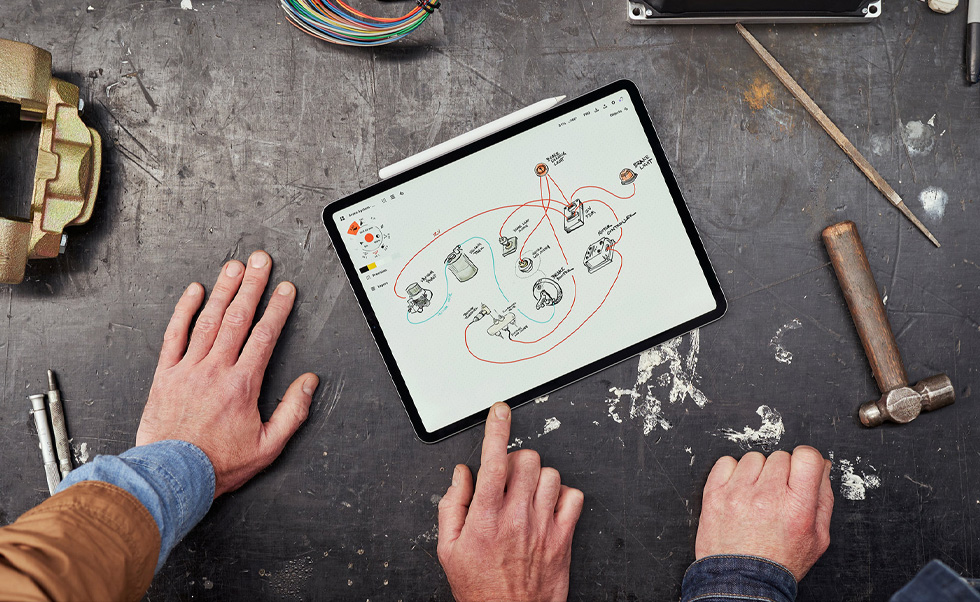 The team uses iPhone, iPad and Apple&nbsp;Pencil to scan vehicles, create mood boards and design 3D models.