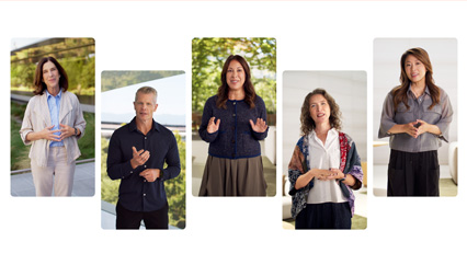 Photo collage featuring five members of the leadership team at Apple.