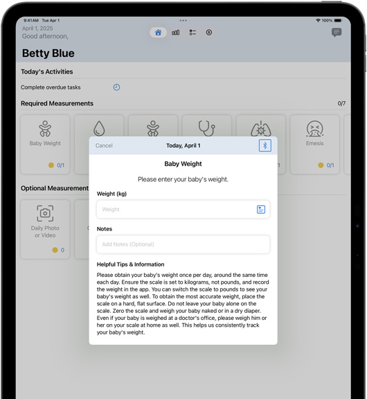 iPad-programvare som viser Locus Health-appen.