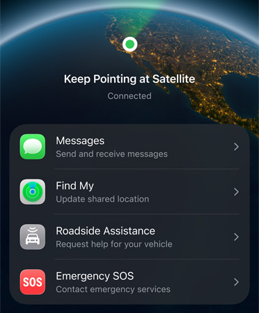 Messages via satellite feature in use