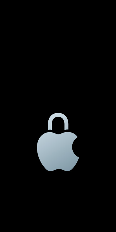 شعار Appleفضي مع حلقة قفل مكان الورقة أعلى الشعار