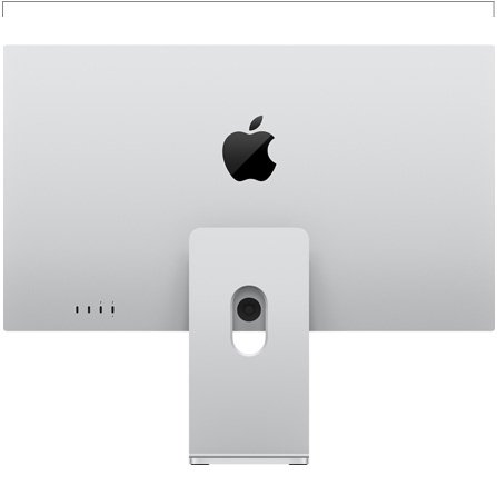 Back view of Studio Display XDR with tilt- and height -adjustable stand, showing width measurement