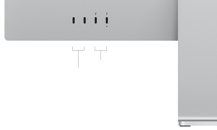 Back view of Studio Display, showing two USB-C ports and two Thunderbolt 5 ports